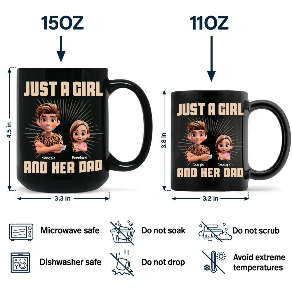 Just A Dad And His Girl 3D Effect Crossed Arms - Personalized Father's Day Gift Set - Image 5
