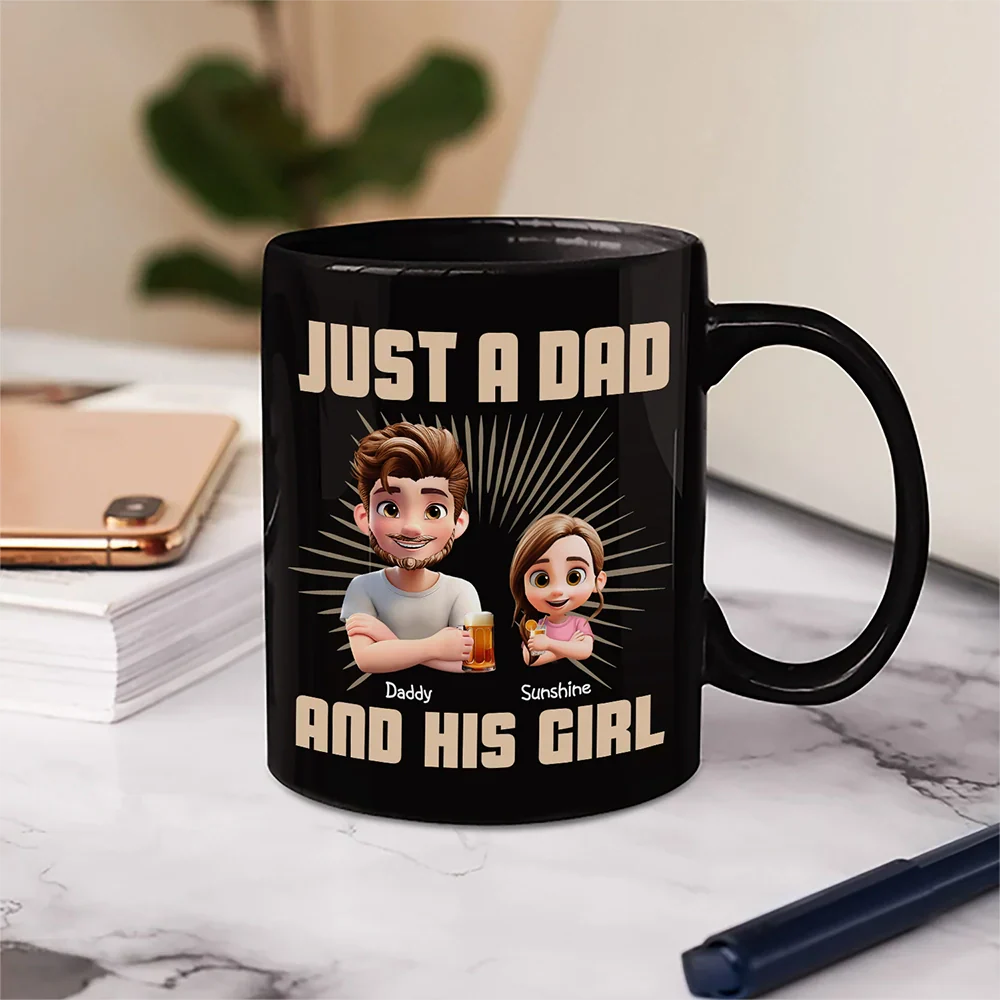 Just A Dad And His Girl 3D Effect Crossed Arms - Personalized Mug - Image 5