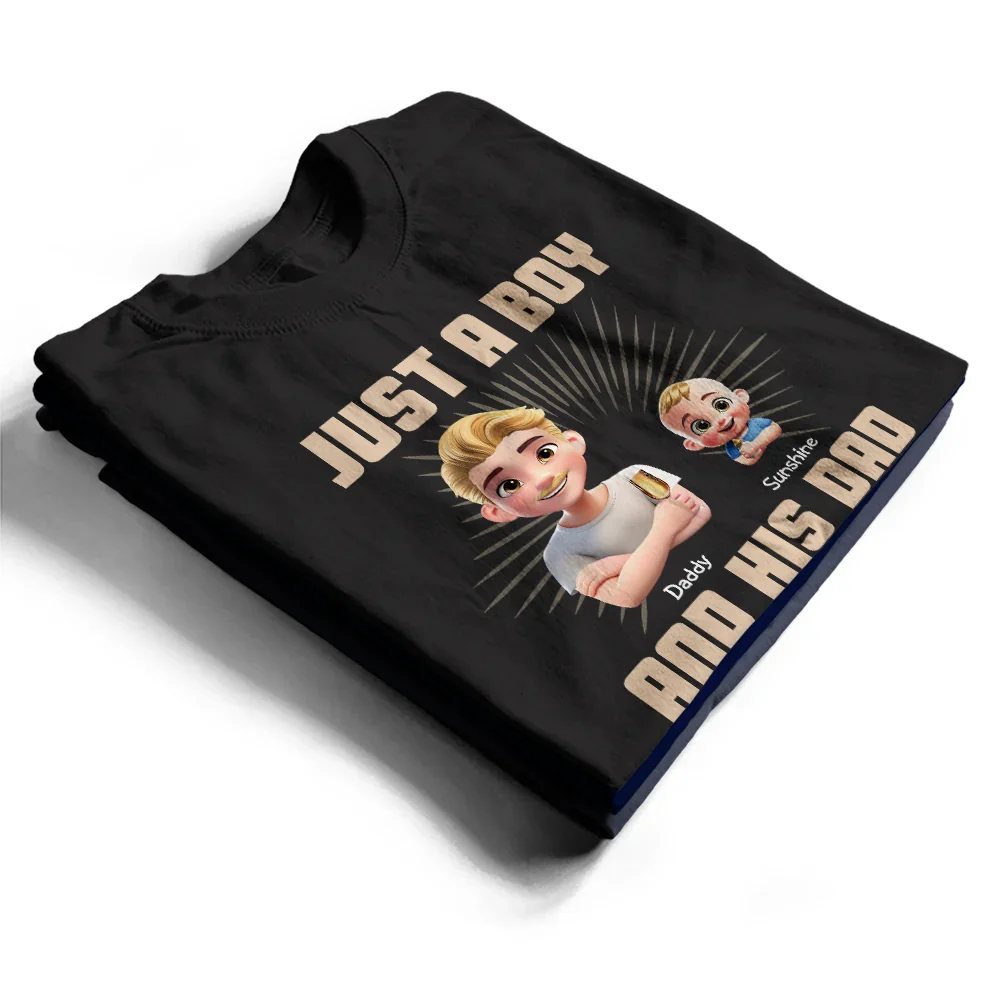Just A Dad And His Girl 3D Effect Crossed Arms - Personalized T Shirt - Image 2