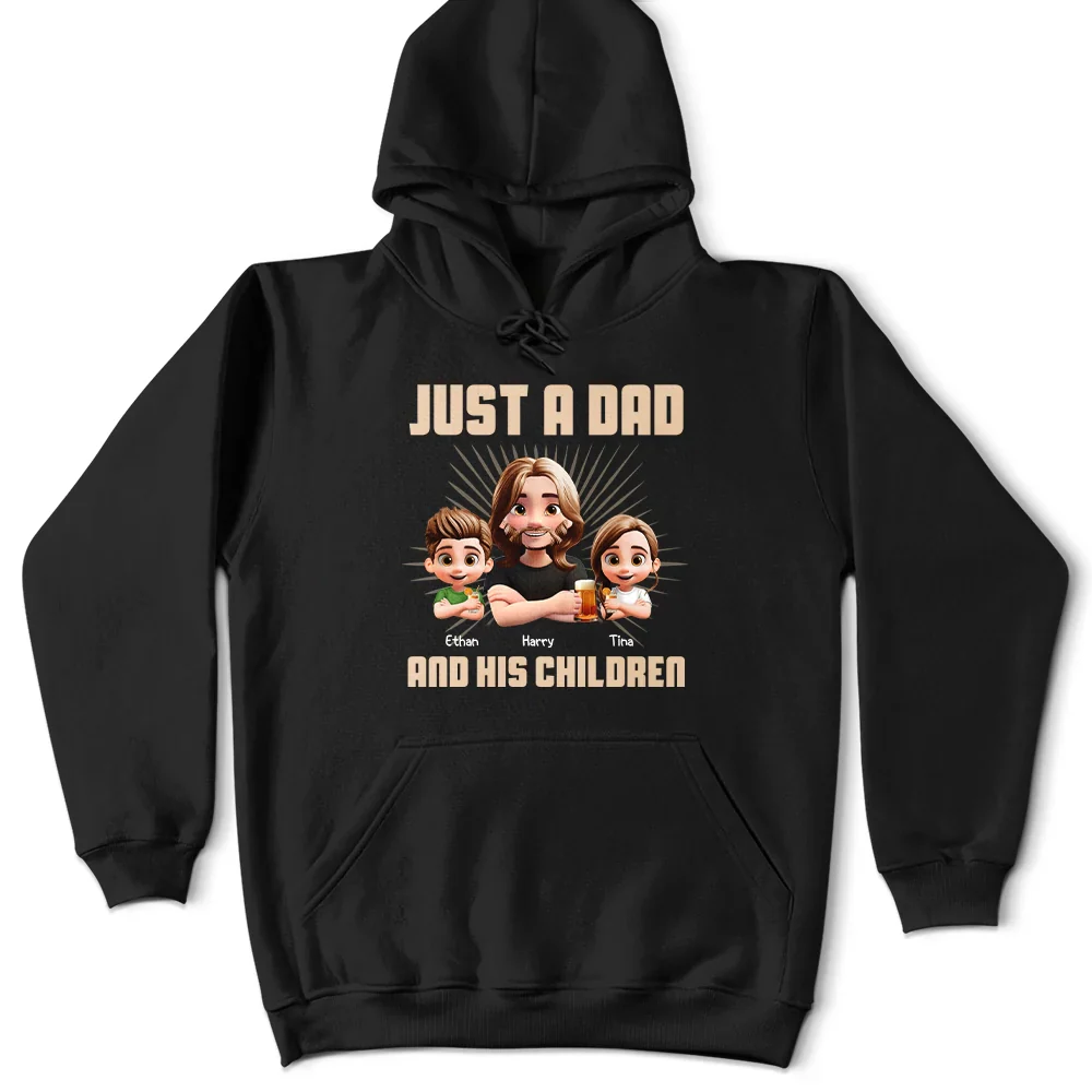 Just A Dad And His Girl 3D Effect Crossed Arms - Personalized T Shirt - Image 4