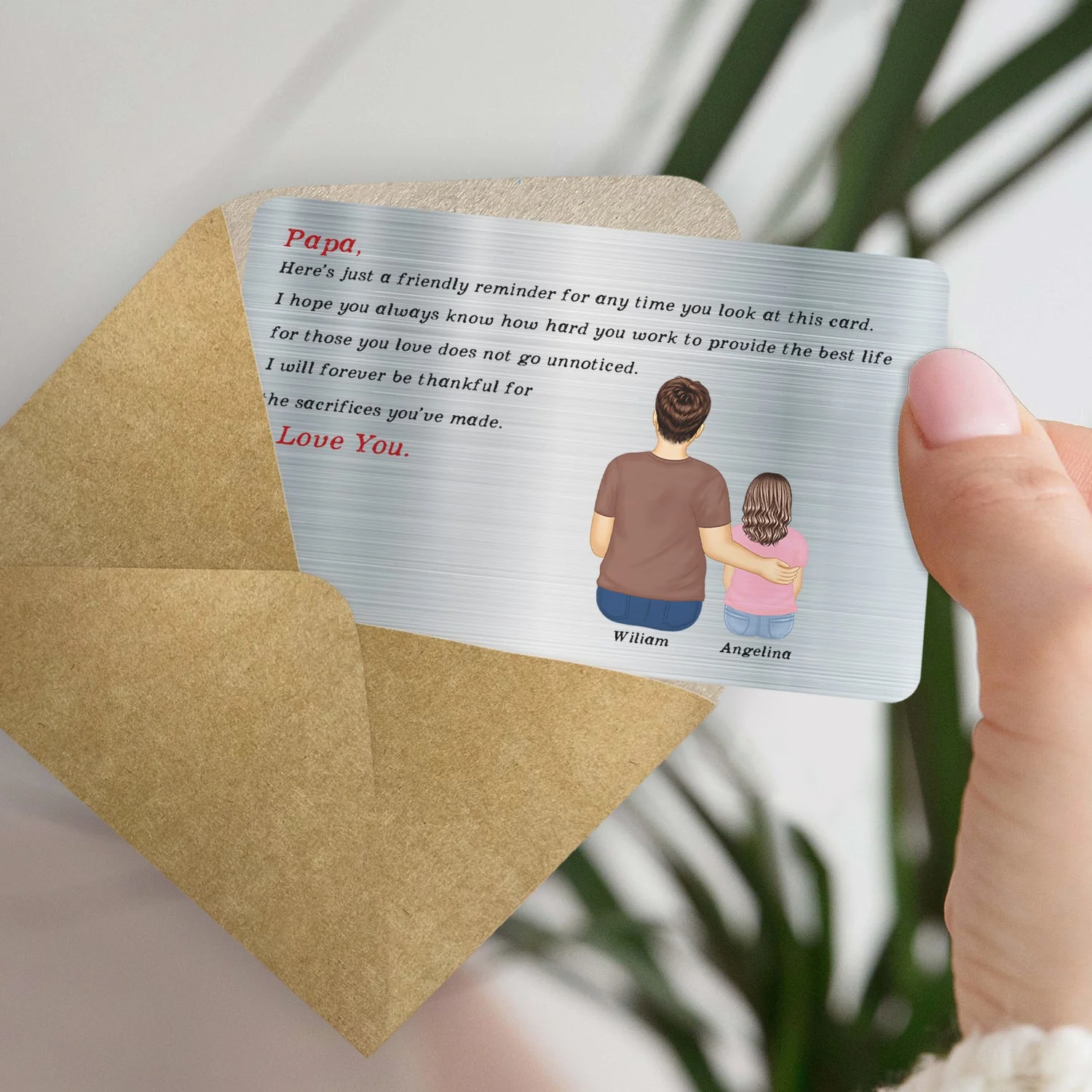 Just A Friendly Reminder - Gift For Dad - Personalized Aluminum Wallet Card - Image 4