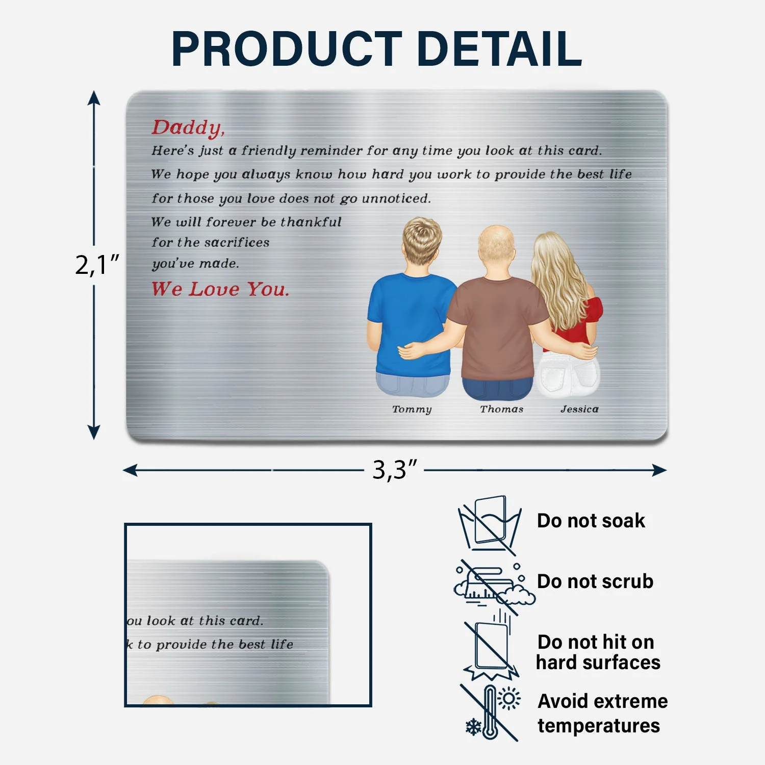 Just A Friendly Reminder - Gift For Dad - Personalized Aluminum Wallet Card - Image 6