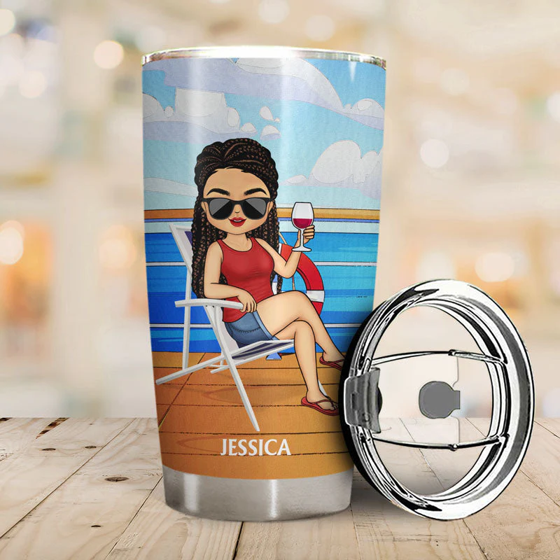 Just A Girl A Boy Who Loves Cruising - Gift For Travelers - Personalized Custom Tumbler - Image 2