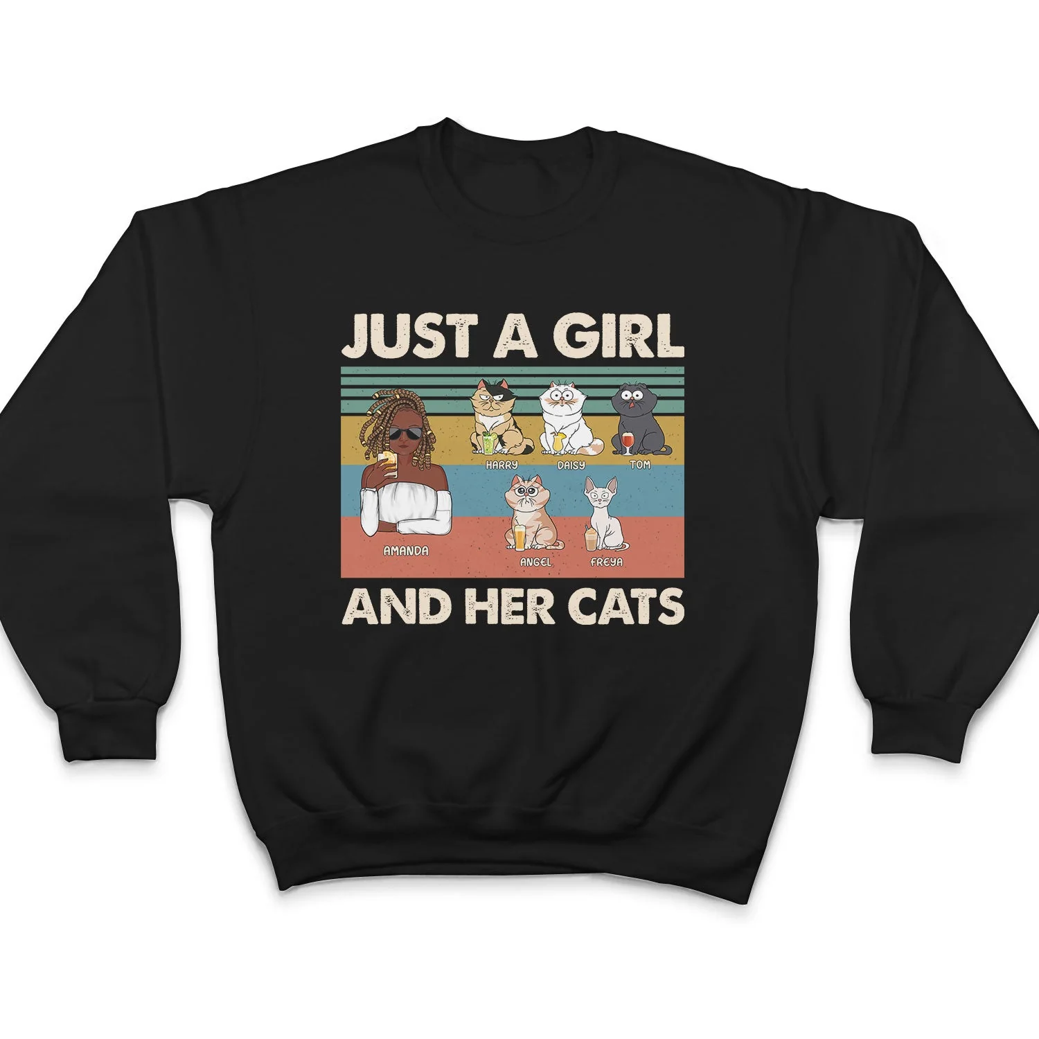 Just A Girl And Her Cats - Gift For Cat Lovers - Personalized T Shirt - Image 5