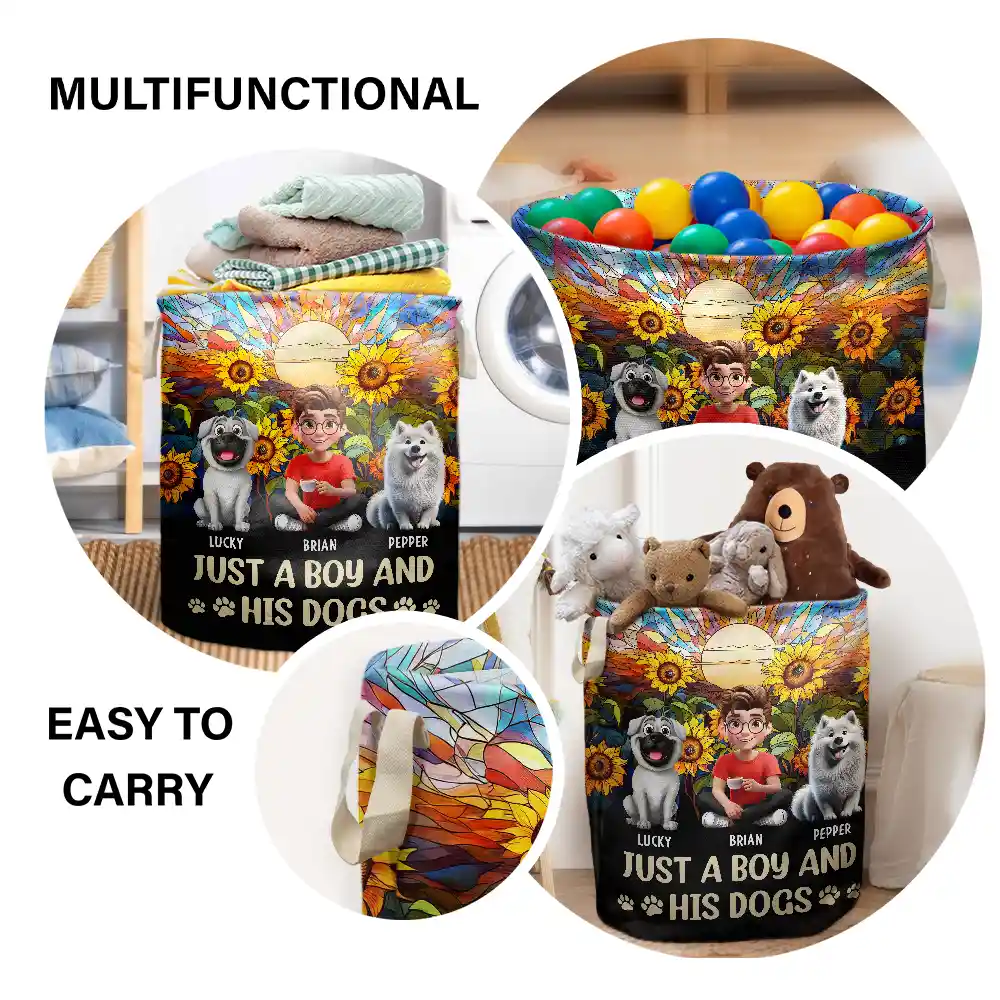 Just A Girl And Her Dog - Personalized Laundry Basket, Storage Basket - Image 4