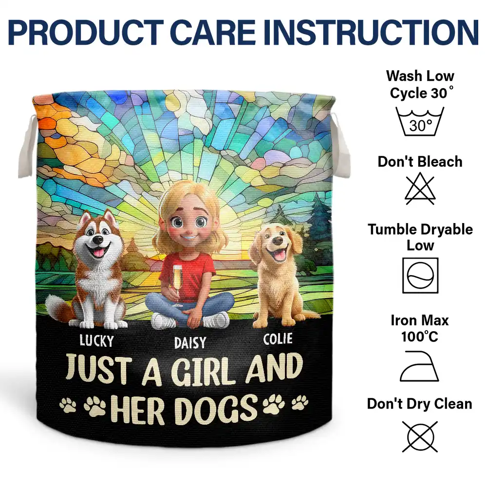 Just A Girl And Her Dog - Personalized Laundry Basket, Storage Basket - Image 6
