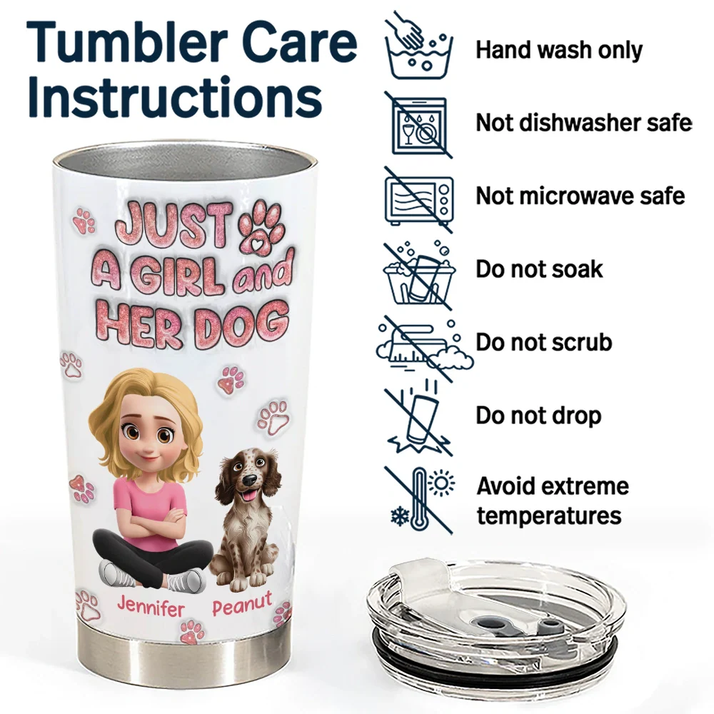 Just A Girl And Her Dog - Personalized Tumbler - Image 5