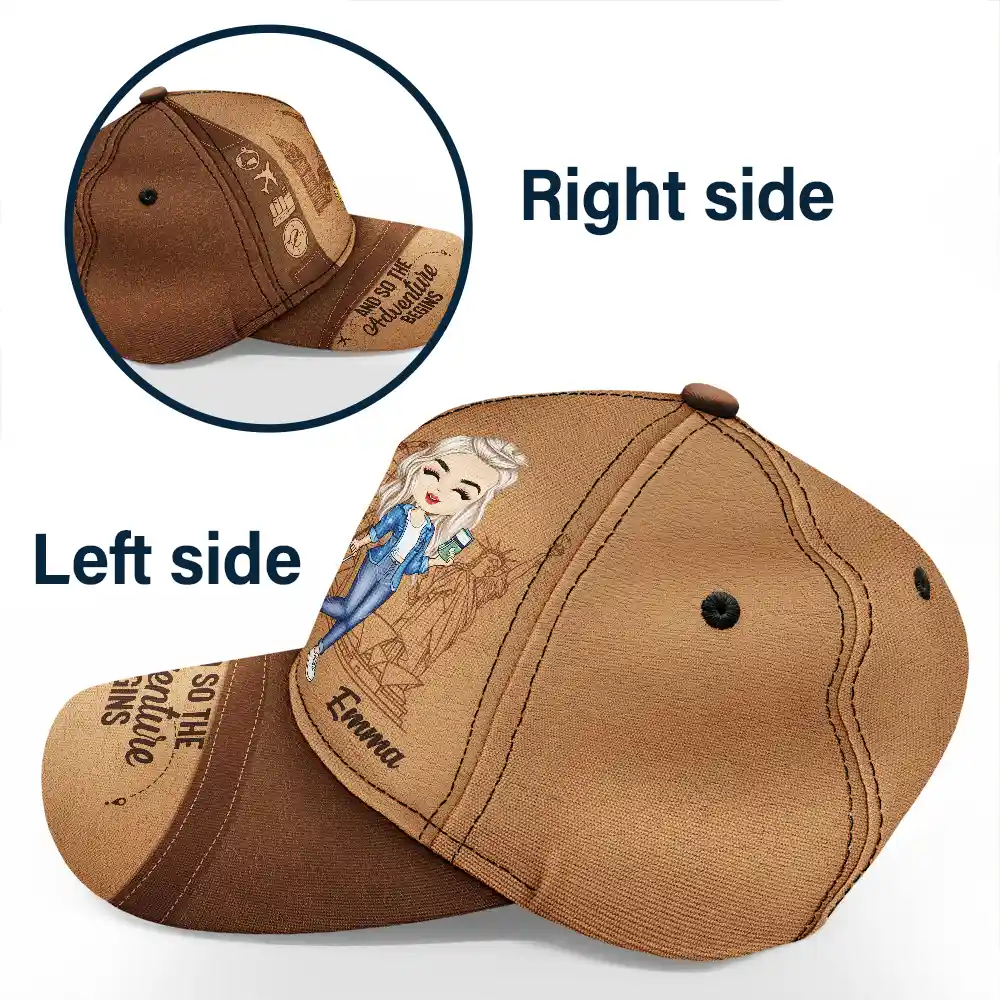 Just A Girl Boy Loves Traveling - Personalized Classic Cap - Image 3