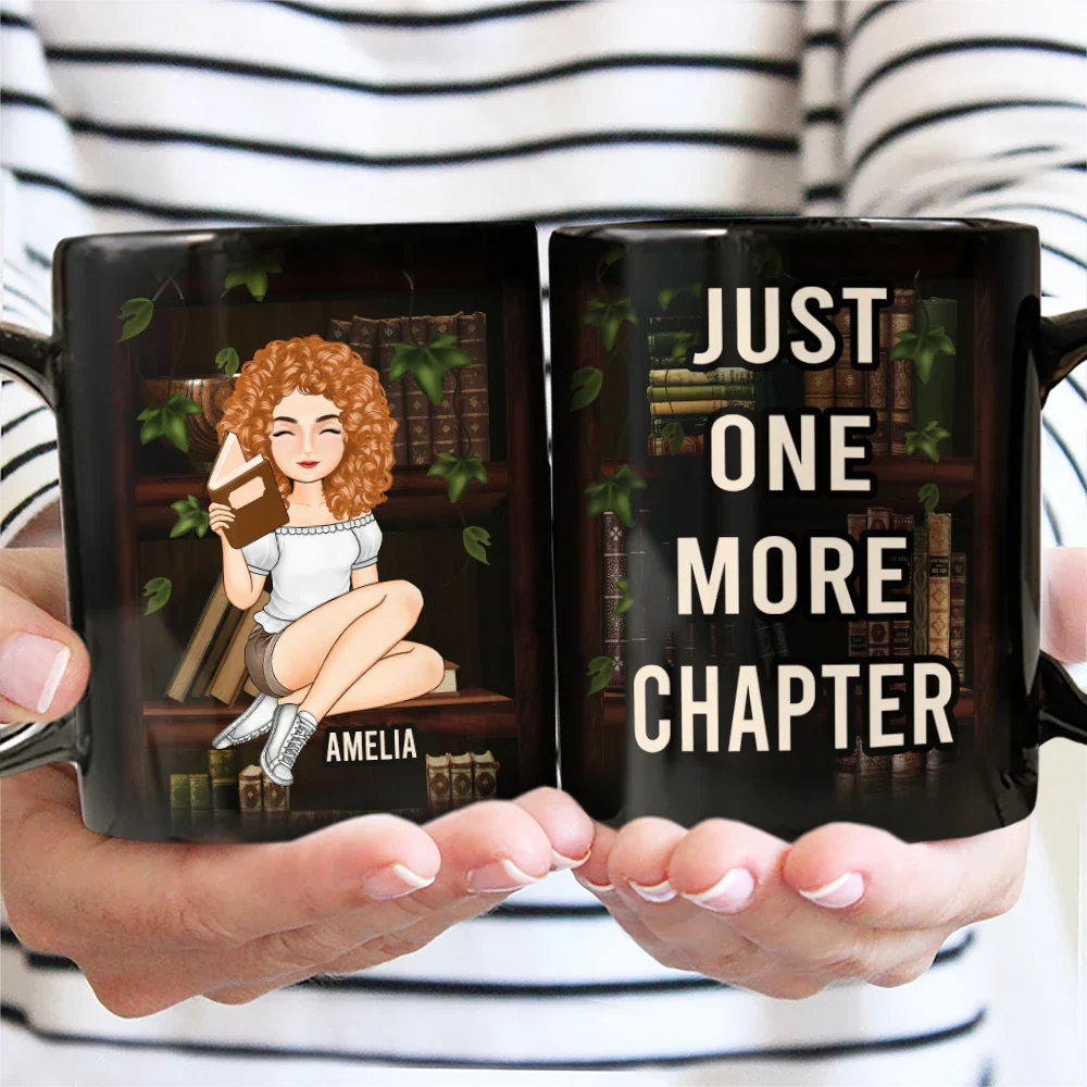 Just A Girl Boy Who Loves Books - Personalized Black Mug - Image 2