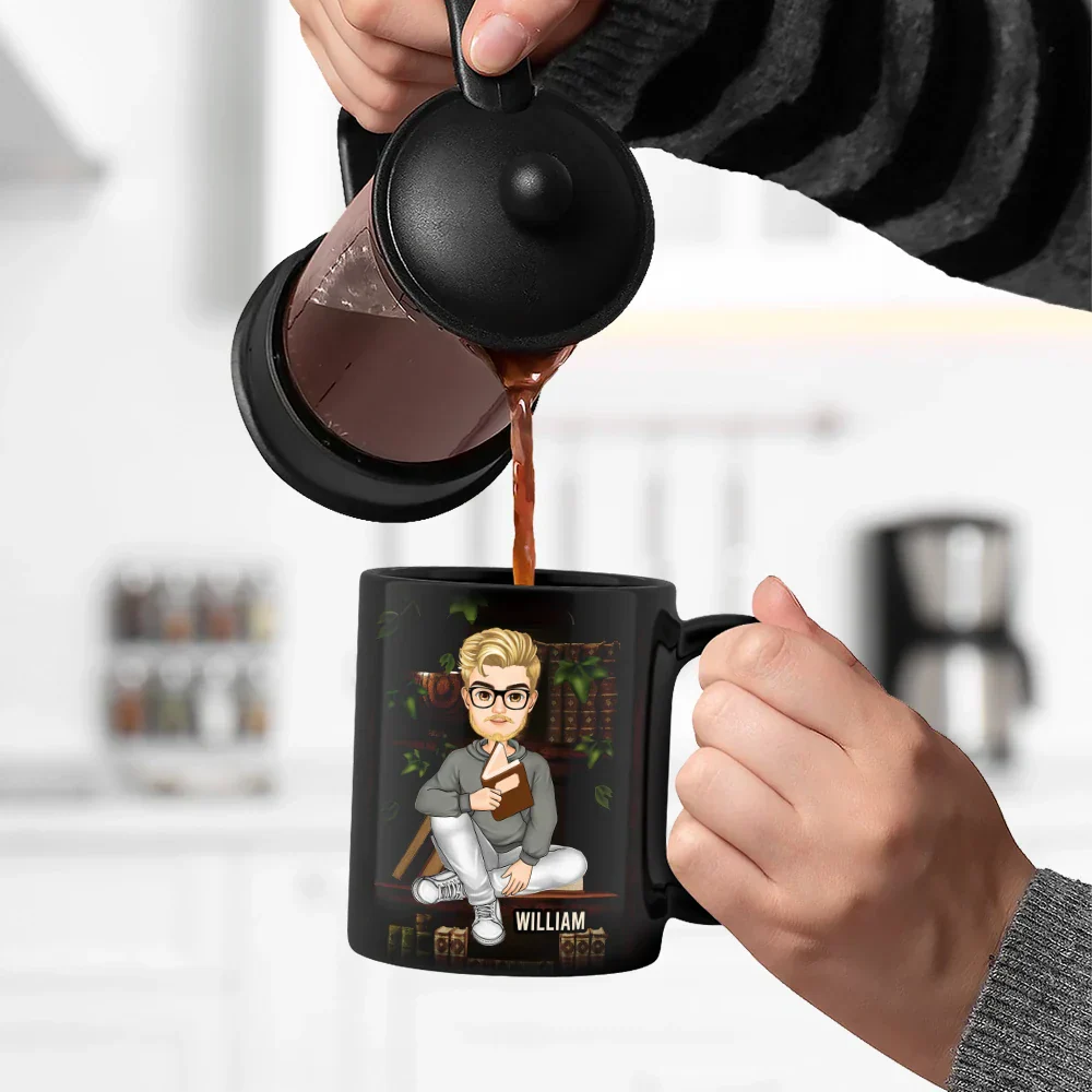 Just A Girl Boy Who Loves Books - Personalized Black Mug - Image 5