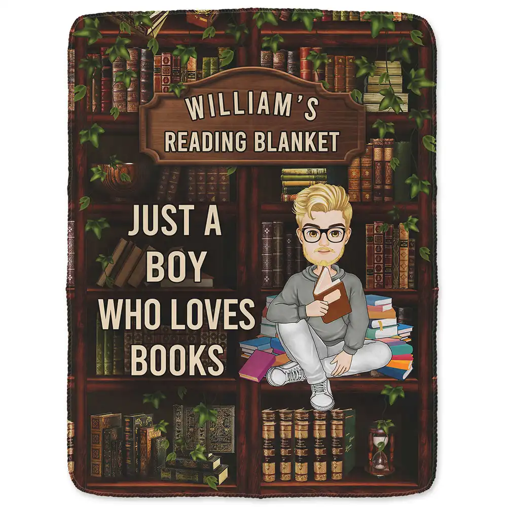 Just A Girl Boy Who Loves Books - Personalized Fleece Blanket, Sherpa Blanket - Image 2