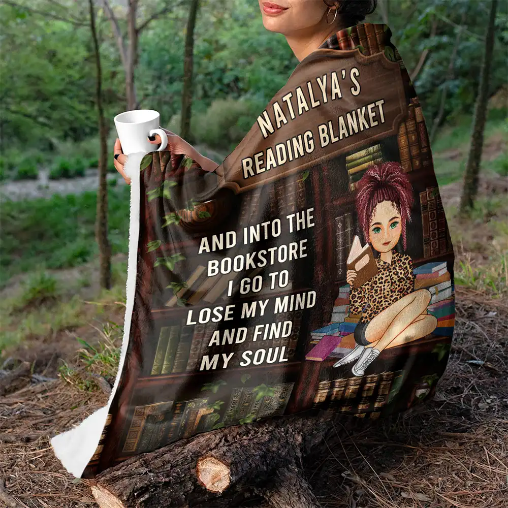 Just A Girl Boy Who Loves Books - Personalized Fleece Blanket, Sherpa Blanket - Image 5