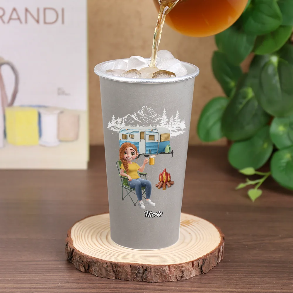 Just A Girl Boy Who Loves Camping 3D Effect - Personalized Aluminum Color Changing Cup - Image 2