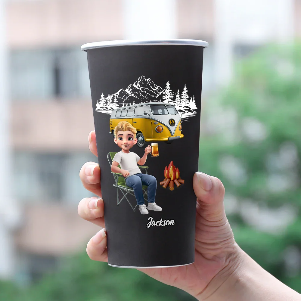 Just A Girl Boy Who Loves Camping 3D Effect - Personalized Aluminum Color Changing Cup - Image 3