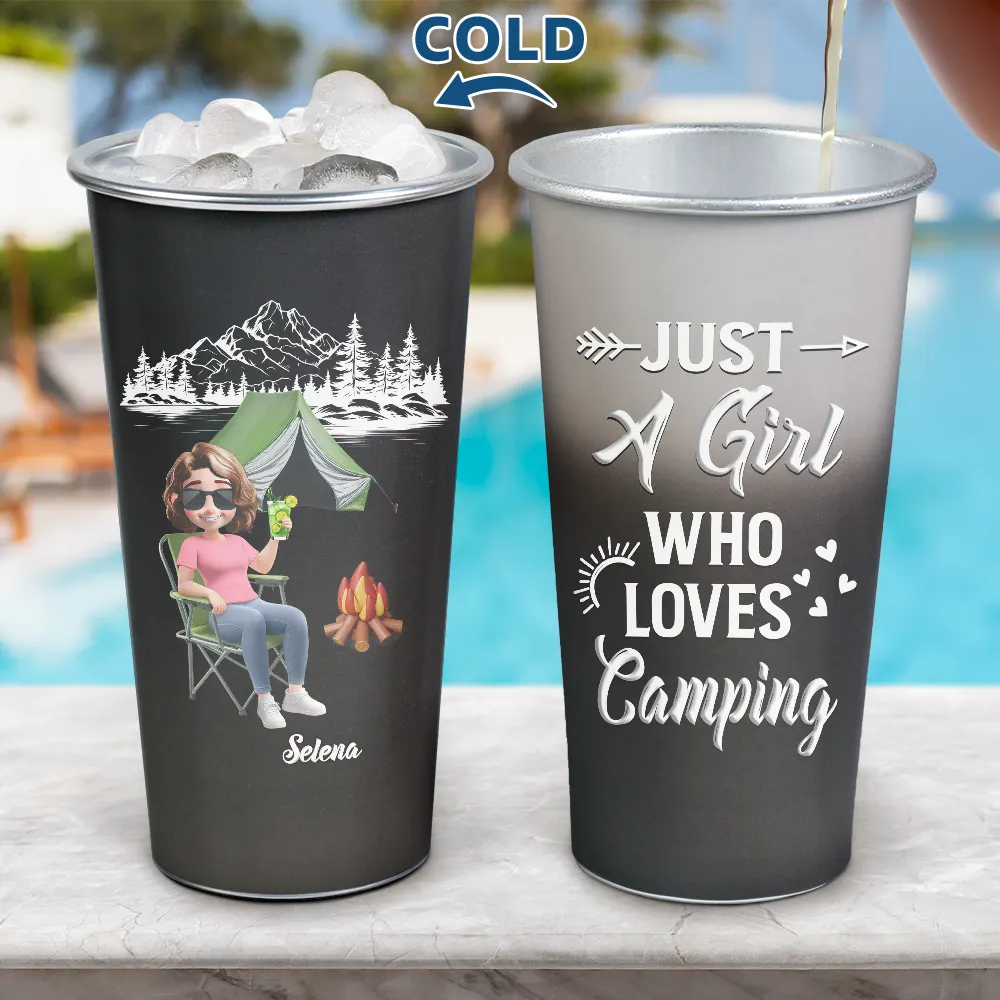 Just A Girl Boy Who Loves Camping 3D Effect - Personalized Aluminum Color Changing Cup - Image 4