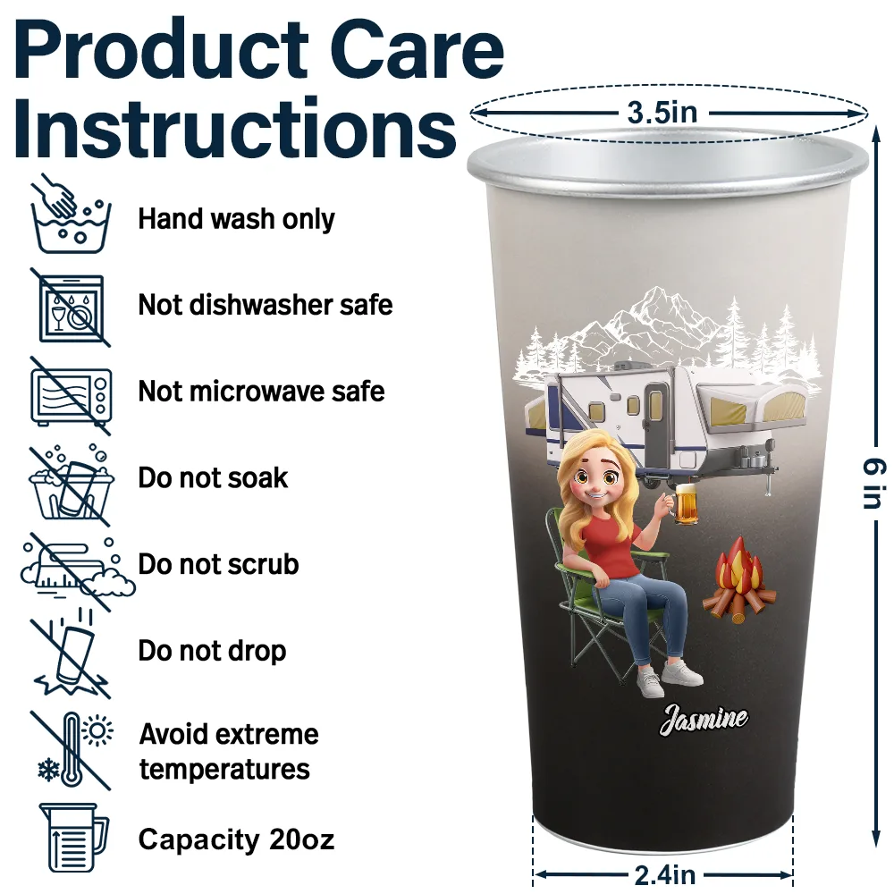 Just A Girl Boy Who Loves Camping 3D Effect - Personalized Aluminum Color Changing Cup - Image 5