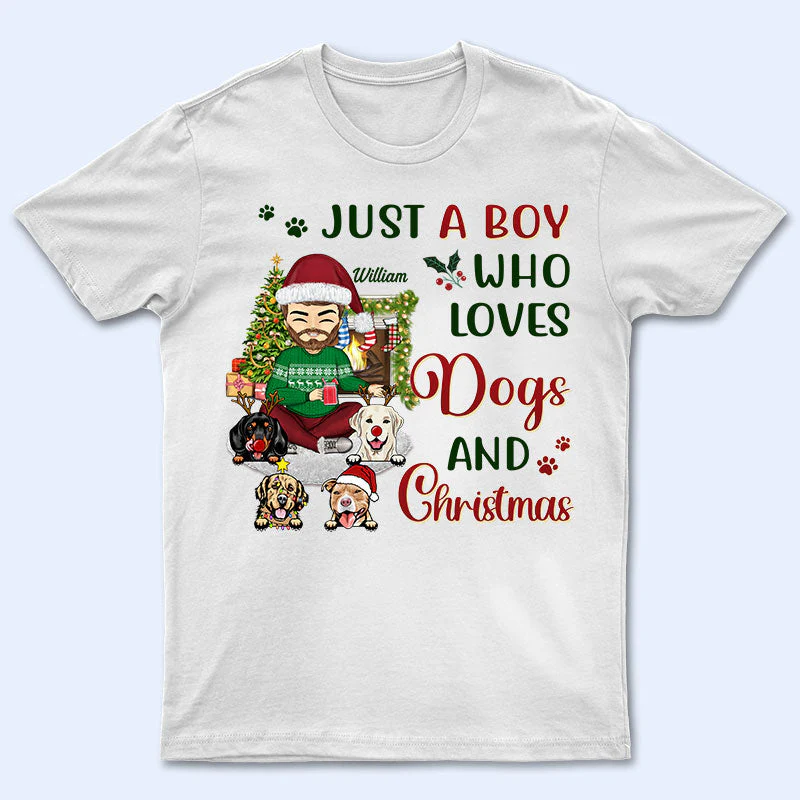 Just A Girl Boy Who Loves Dogs And Christmas - Christmas Gift For Dog Lovers - Personalized Custom Hoodie - Image 4