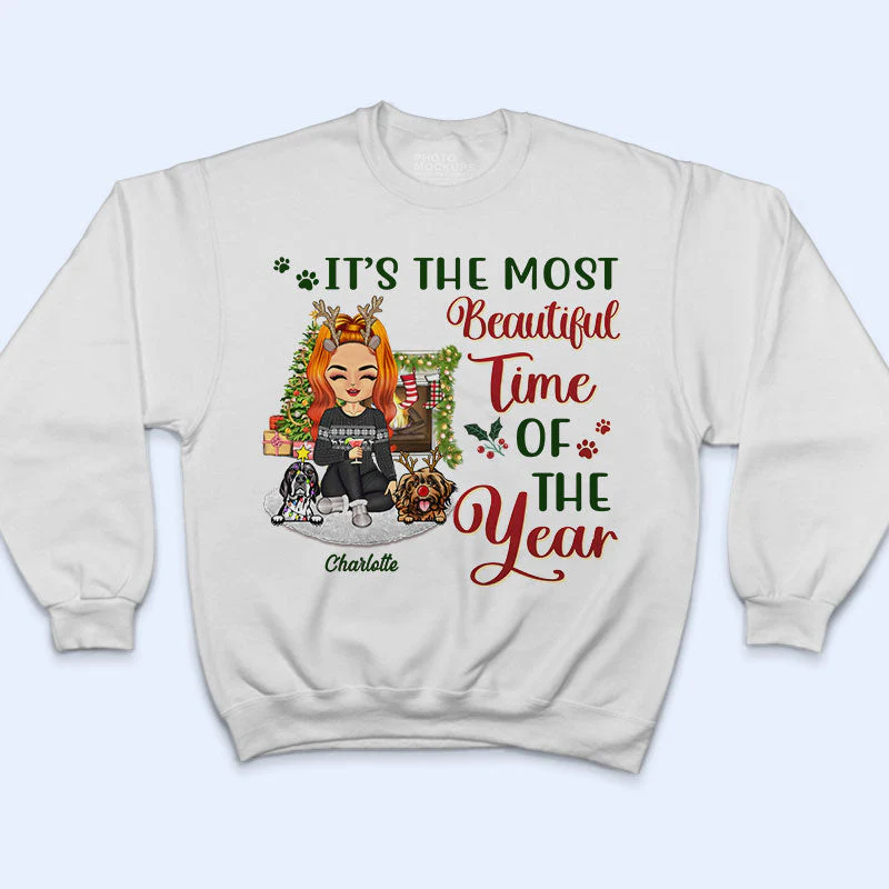 Just A Girl Boy Who Loves Dogs And Christmas - Christmas Gift For Dog Lovers - Personalized Custom Hoodie - Image 5