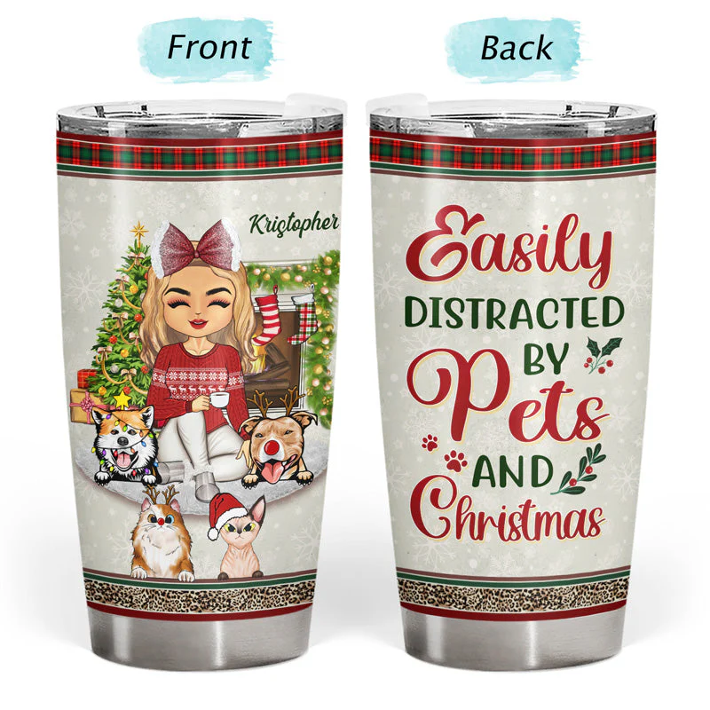 Just A Girl Boy Who Loves Dogs Cats And Christmas - Christmas Gift For Pet Lovers - Personalized Custom Tumbler - Image 4