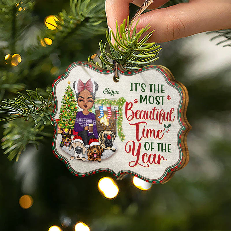 Just A Girl Boy Who Loves Dogs And Christmas - Christmas Gift For Dog Lovers - Personalized Custom Wooden Ornament - Image 2