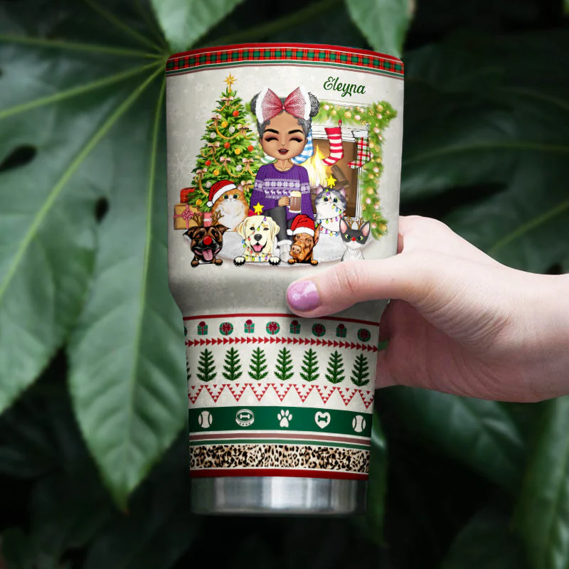 Just A Girl Boy Who Loves Dogs Cats And Christmas - Christmas Gift For Dog Lovers And Cat Lovers - Personalized Custom 30 Oz Tumbler - Image 4
