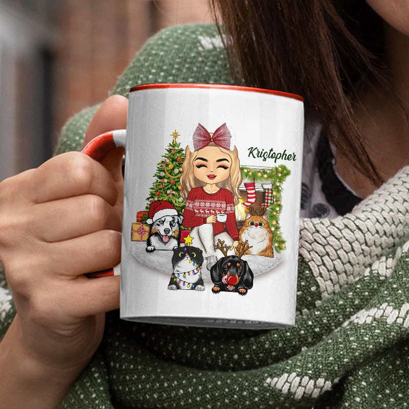 Just A Girl Boy Who Loves Dogs Cats And Christmas - Christmas Gift For Dog Lovers And Cat Lovers - Personalized Custom Accent Mug - Image 3