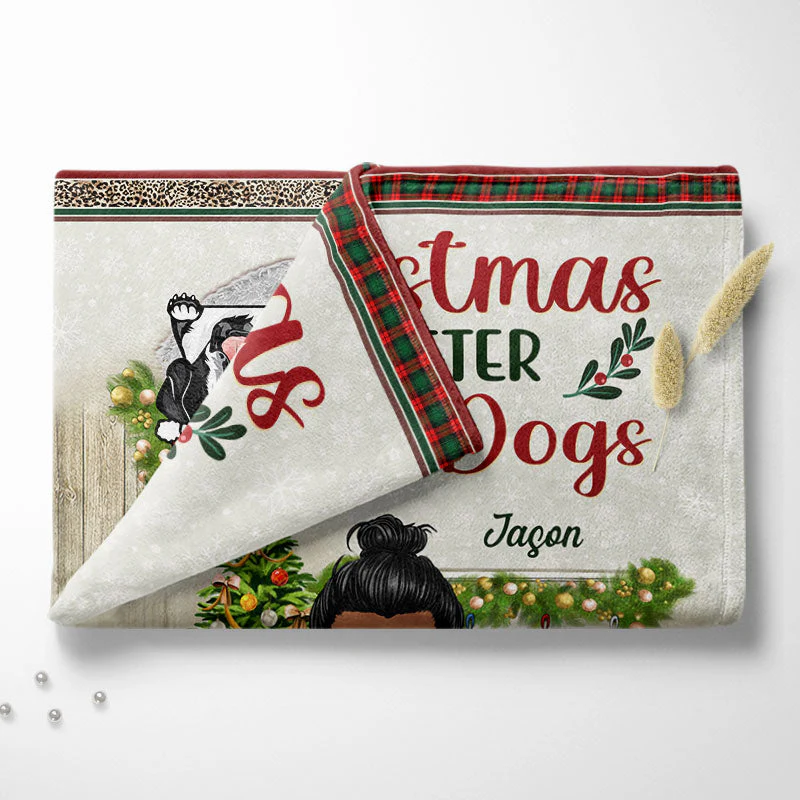 Just A Girl Boy Who Loves Dogs Cats And Christmas - Christmas Gift For Dog Lovers And Cat Lovers - Personalized Custom Fleece Blanket - Image 4