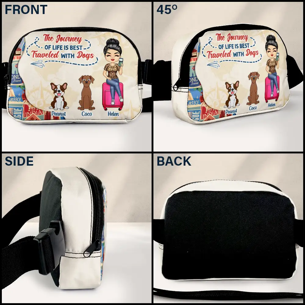 Just A Girl Boy Who Loves Dogs & Traveling - Personalized Crossbody Belt Bag - Image 3