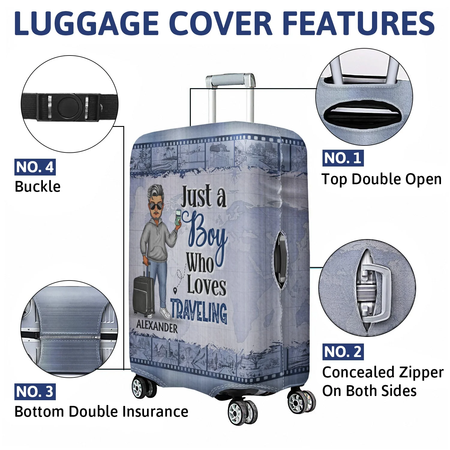Just A Girl Boy Who Loves Traveling Adventure - Gift For Traveling Lovers - Personalized Custom Luggage Cover - Image 4