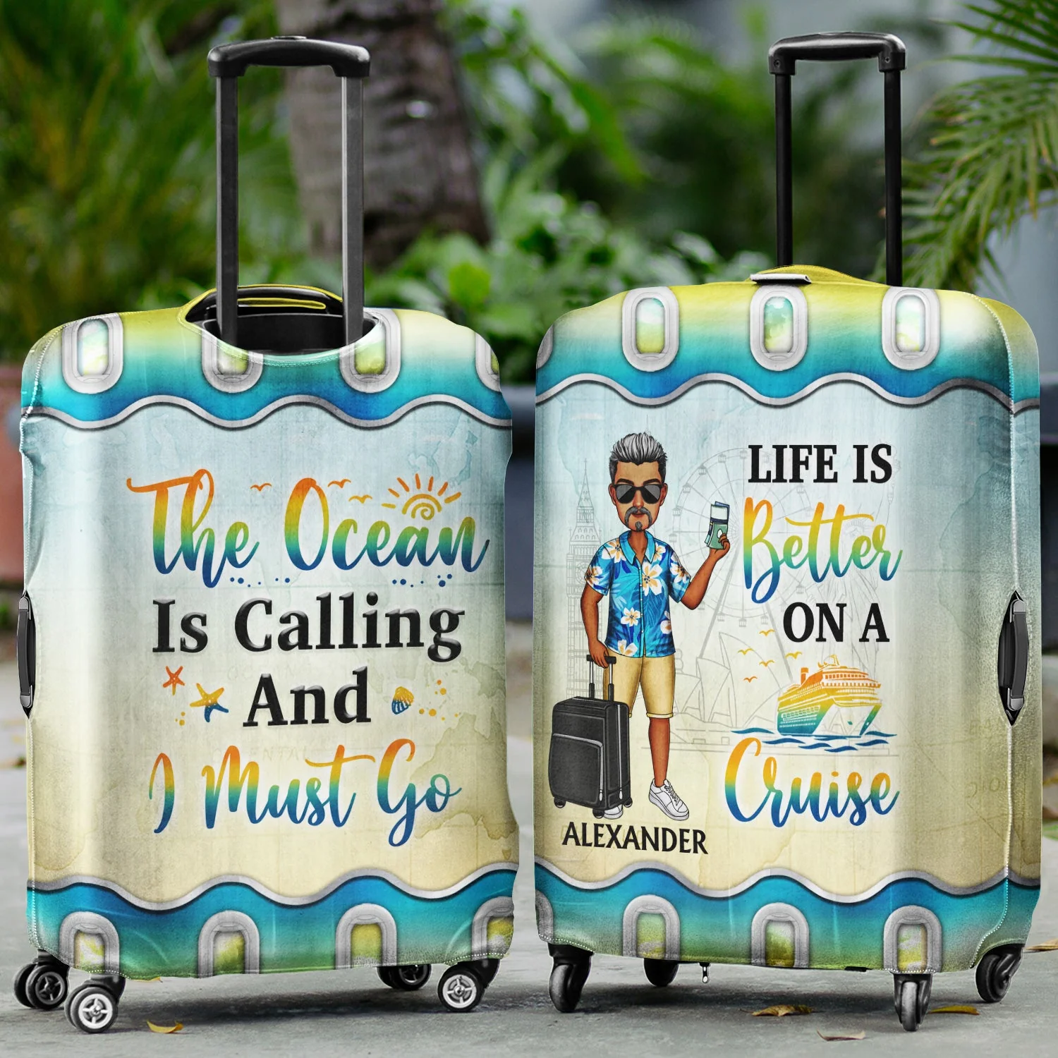 Just A Girl Boy Who Loves Traveling Cruising - Birthday Gift For Him, Her, Kid, Friends, Family, Trippin', Vacation Lovers - Personalized Custom Luggage Cover - Image 2