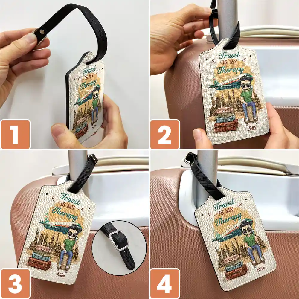 Just A Girl Boy Who Loves Traveling Vintage Style - Personalized Luggage Tag - Image 6
