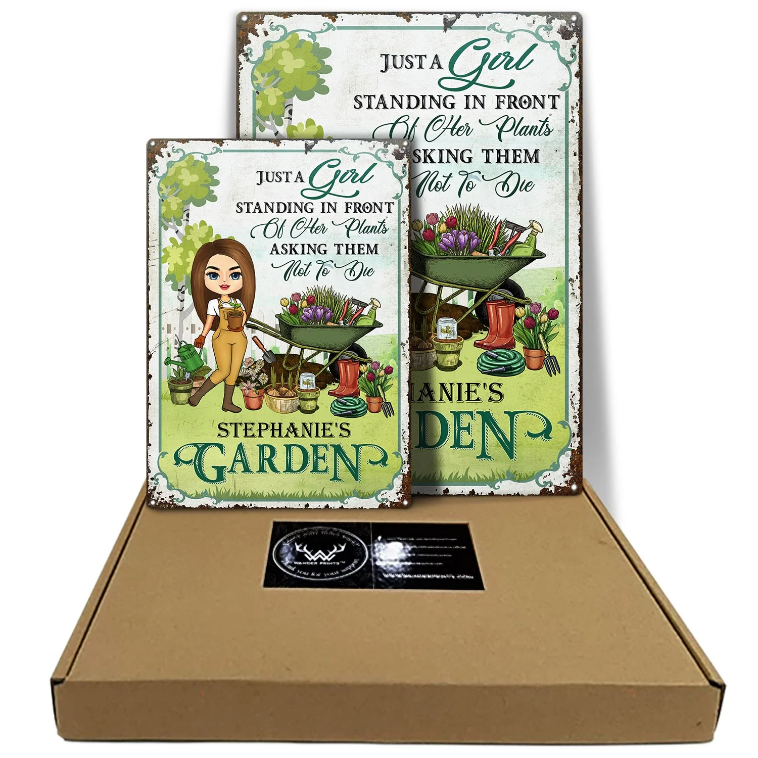 Just A Girl Standing In Front Of Her Plants Asking Them Not To Die - Birthday, Loving Gift For Yourself, Women, Garden Lovers - Personalized Custom Classic Metal Signs - Image 5