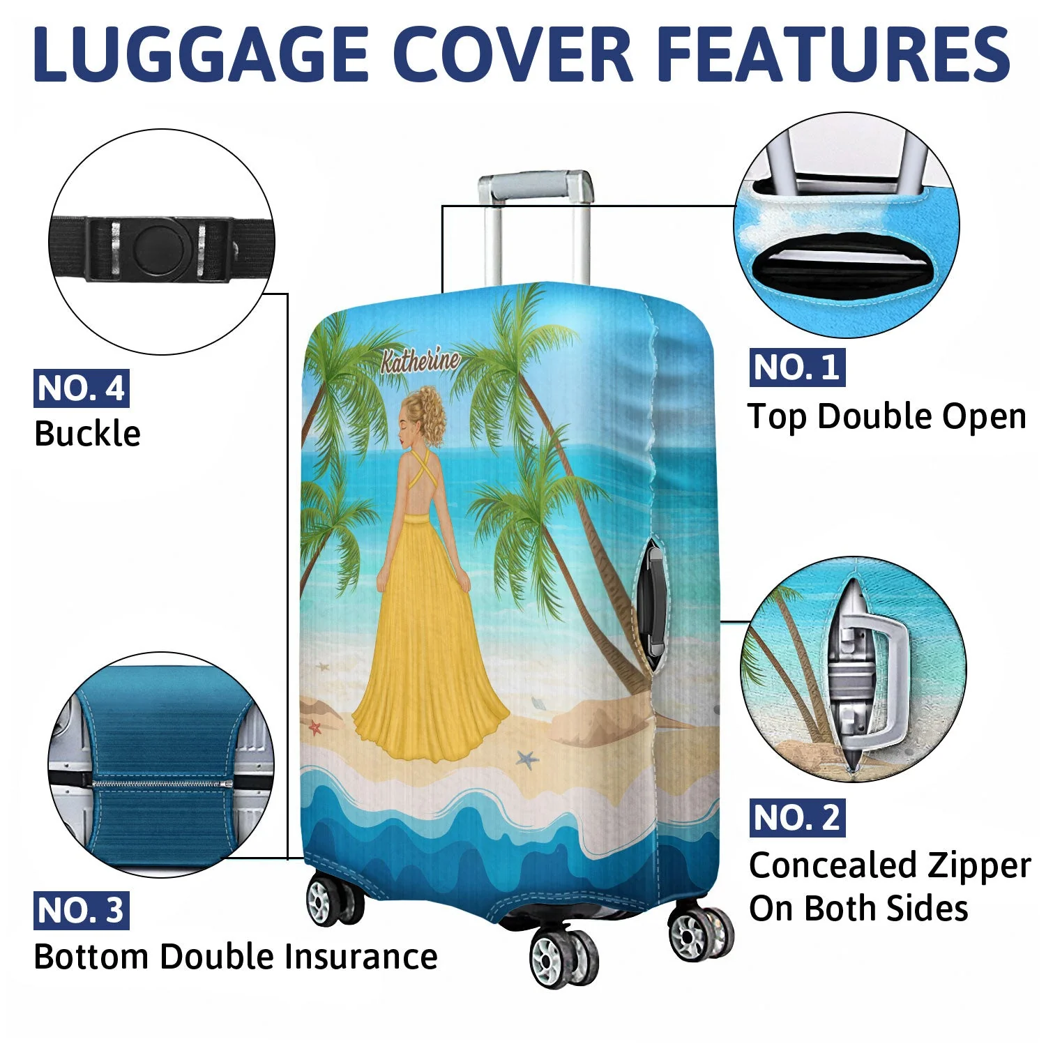 Just A Girl Who Loves Beach - Gift For Yourself, Gift For Women - Personalized Custom Luggage Cover - Image 4