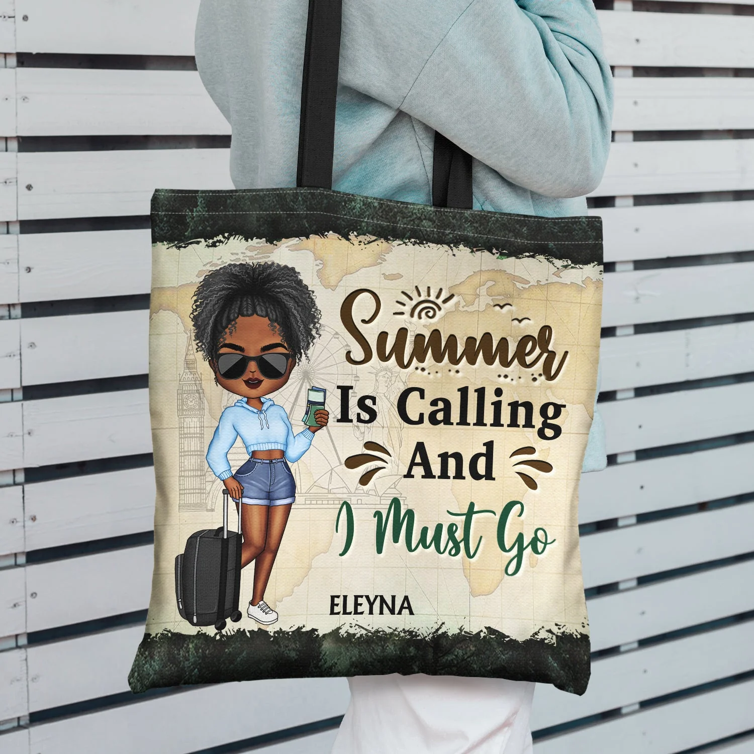 Just A Girl Who Loves Beach Traveling Cruising - Gift For Travel Lovers - Personalized Custom Zippered Canvas Bag - Image 3
