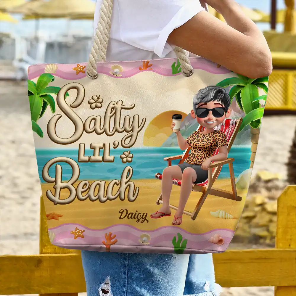 Just A Girl Who Loves Beaches Cartoon - Personalized Beach Bag - Image 3