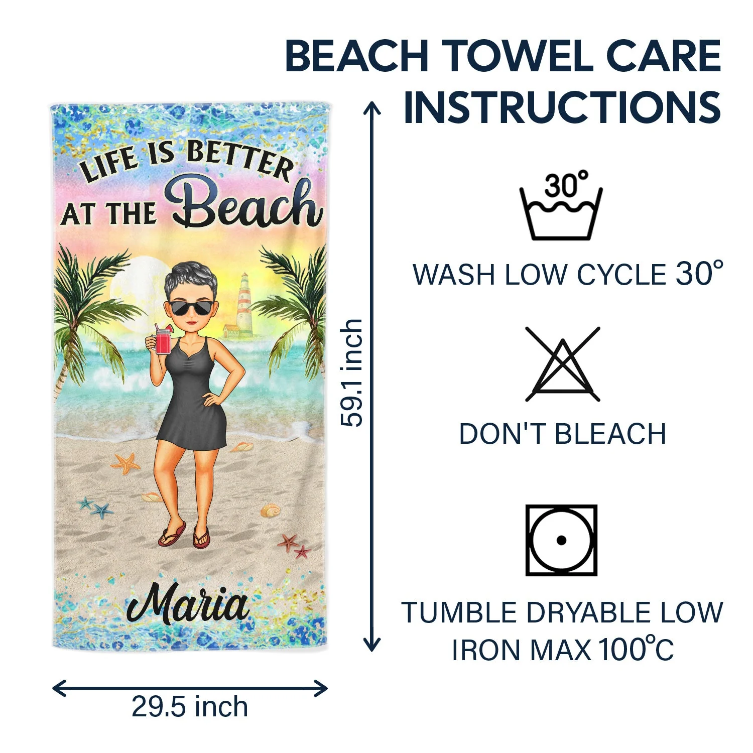 Just A Girl Who Loves Beaches Cartoon Swimming Picnic Vacation Traveling - Birthday, Funny Gift For Her, Him, Besties, Family - Personalized Custom Beach Towel - Image 6
