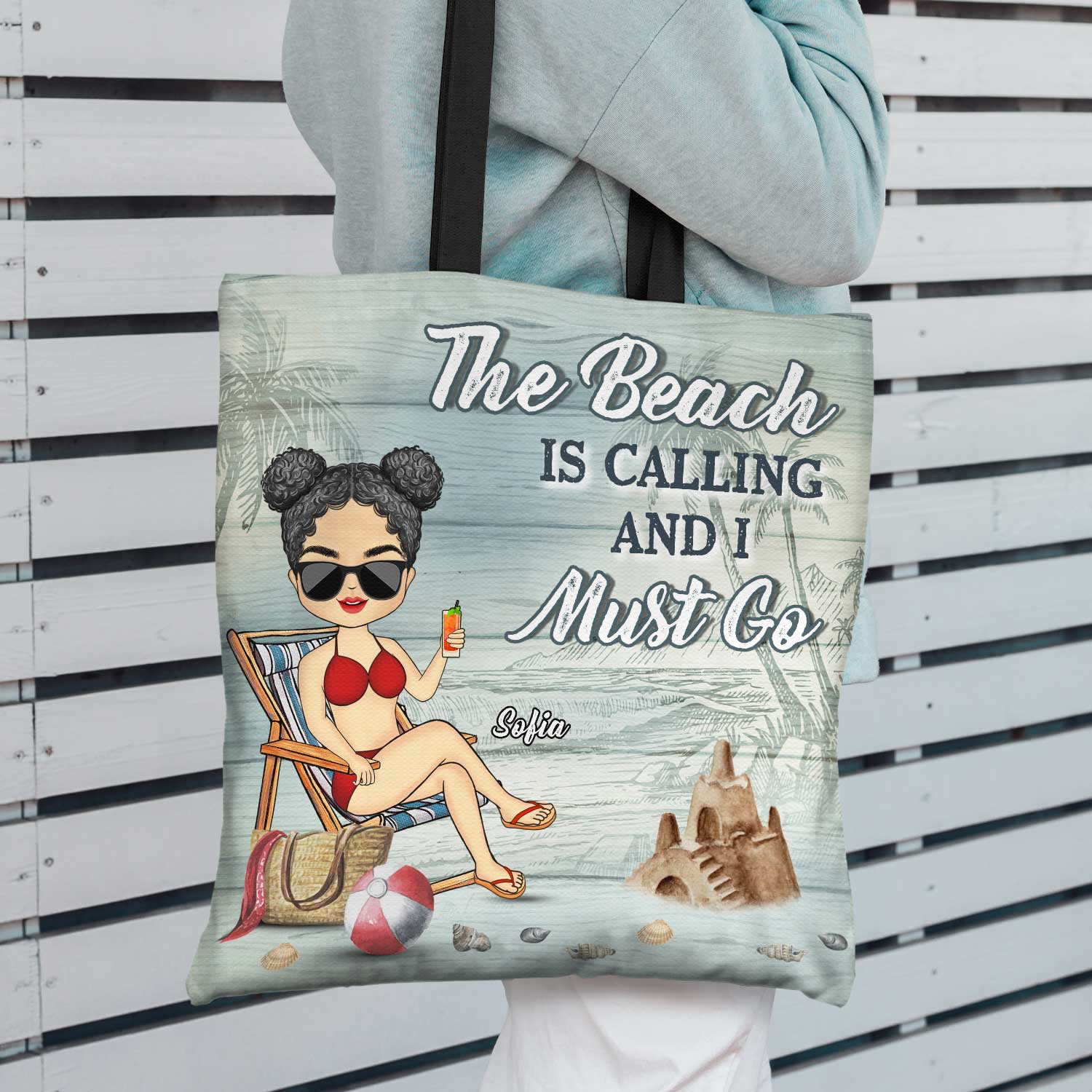 Just A Girl Who Loves Beaches - Gift For Women, Beach Lovers - Personalized Zippered Canvas Bag - Image 3