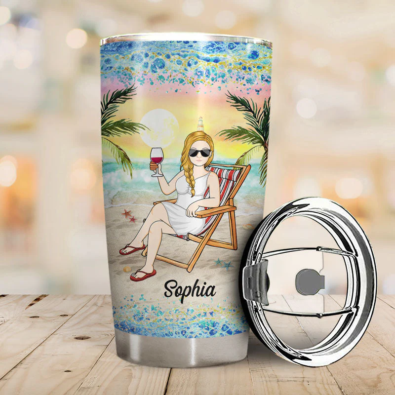 Just A Girl Who Loves Beaches - Gift For Women - Personalized Custom Tumbler - Image 2
