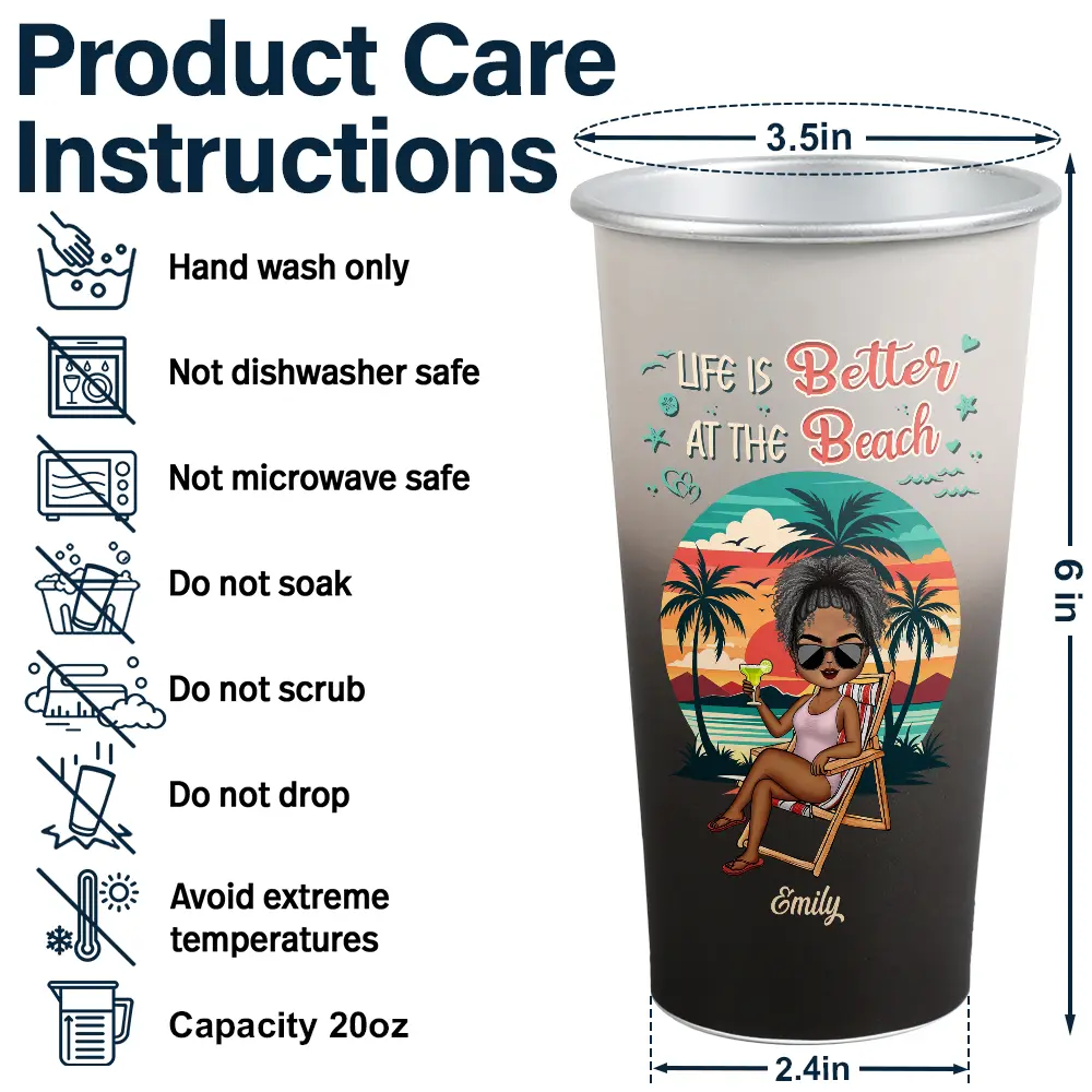 Just A Girl Who Loves Beaches Summer - Personalized Aluminum Color Changing Cup - Image 5
