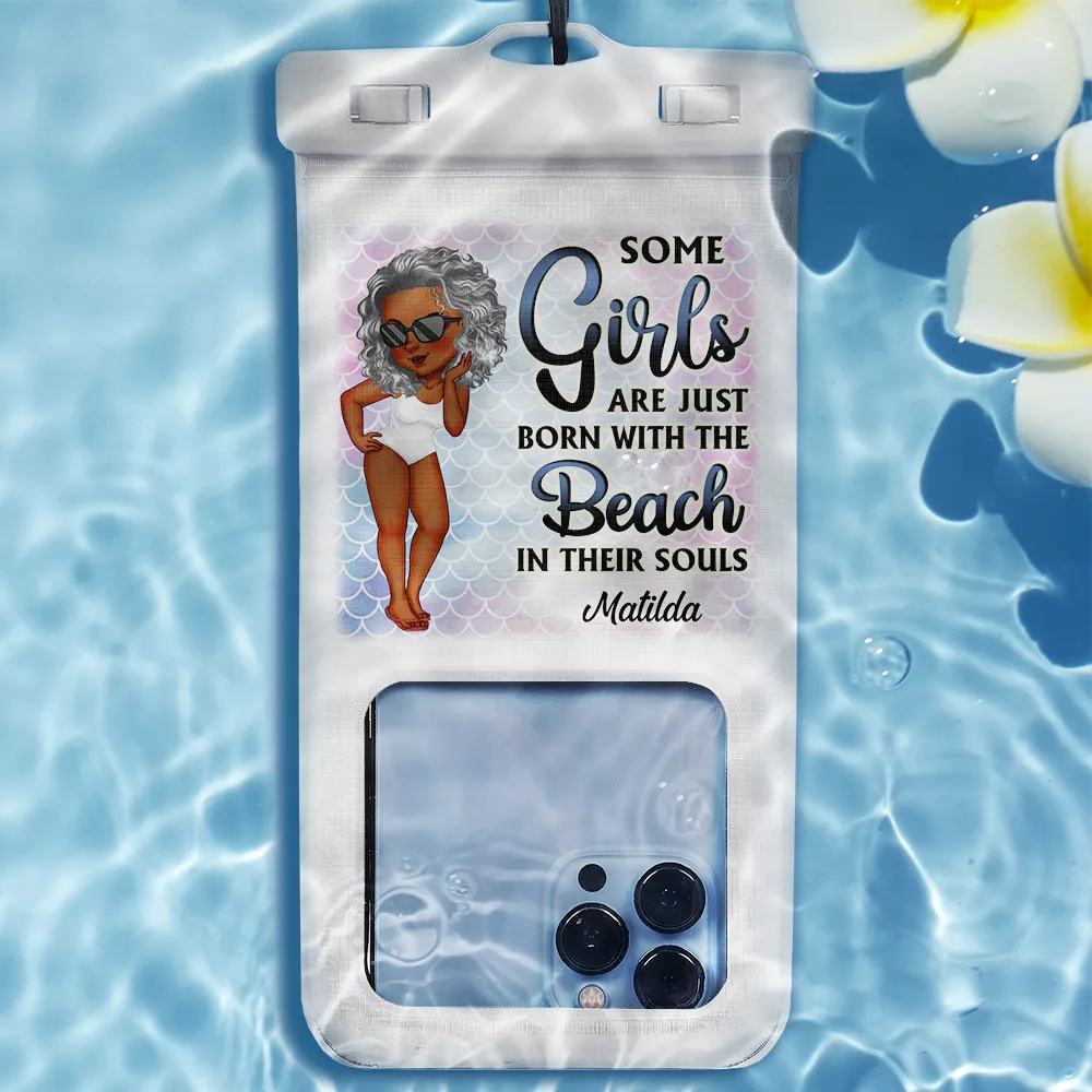 Just A Girl Who Loves Beaches Summer Vacation Traveling - Personalized Waterproof Phone Pouch - Image 2