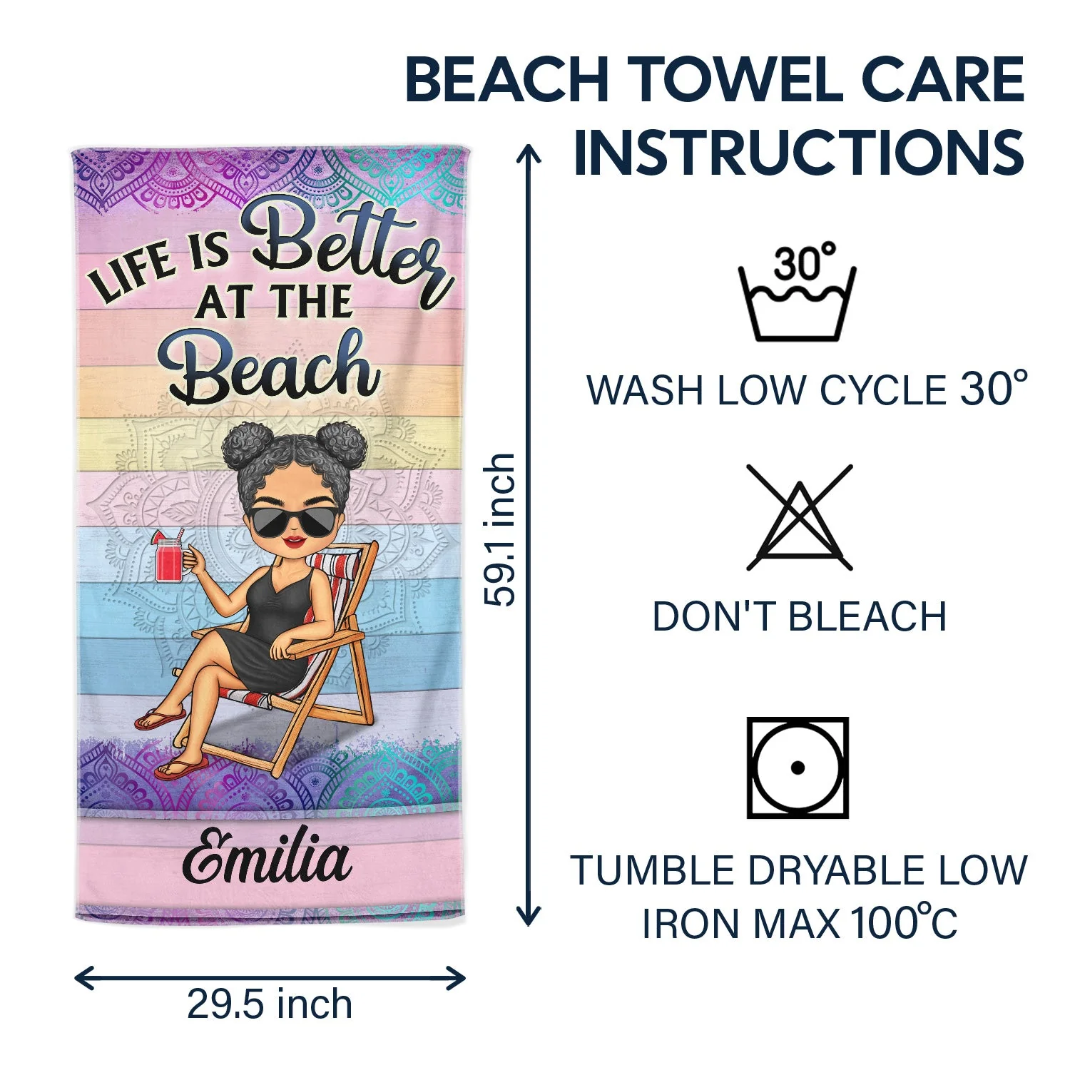 Just A Girl Who Loves Beaches Swimming Picnic Vacation Traveling - Birthday, Funny Gift For Her, Him, Besties, Family - Personalized Custom Beach Towel - Image 6