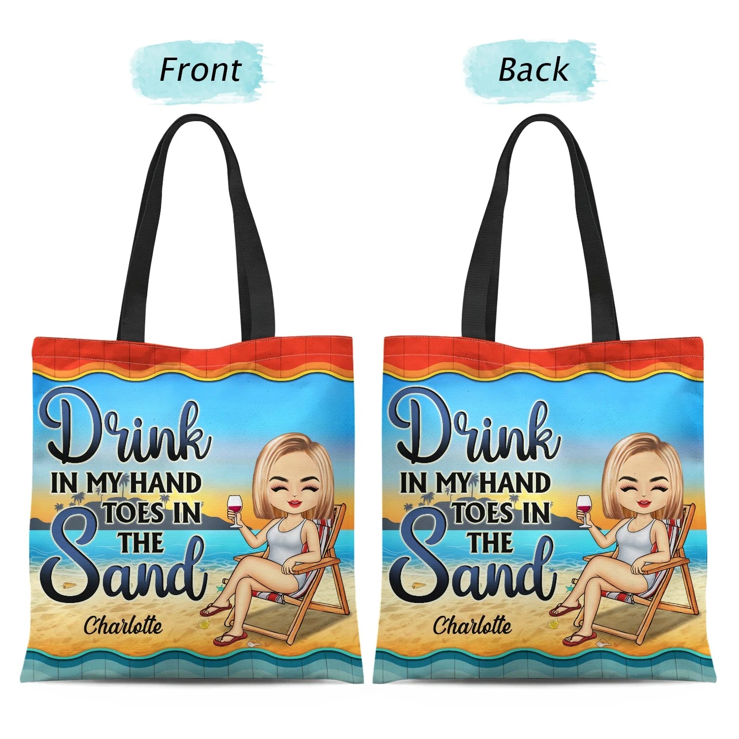 Just A Girl Who Loves Beaches Swimming Picnic Vacation Traveling - Birthday, Funny Gift For Her - Personalized Custom Zippered Canvas Bag - Image 2