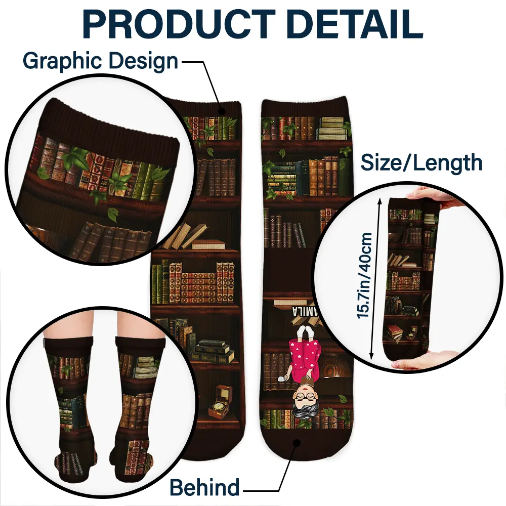 Just A Girl Who Loves Book - Personalized Socks - Image 5