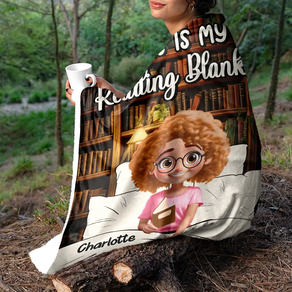 Just A Girl Who Loves Books 3D Effect - Personalized Fleece Blanket, Sherpa Blanket - Image 5