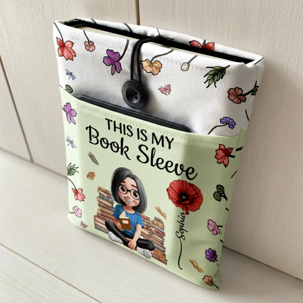 Just A Girl Who Loves Books Birth Month Flower - Personalized Book Sleeve - Image 2