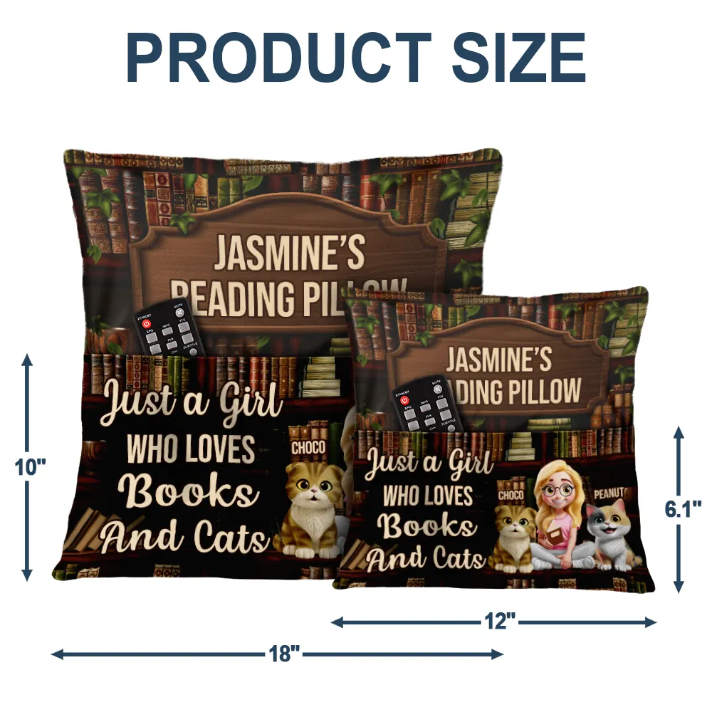 Just A Girl Who Loves Books & Cats - Personalized Pocket Pillow - Image 5