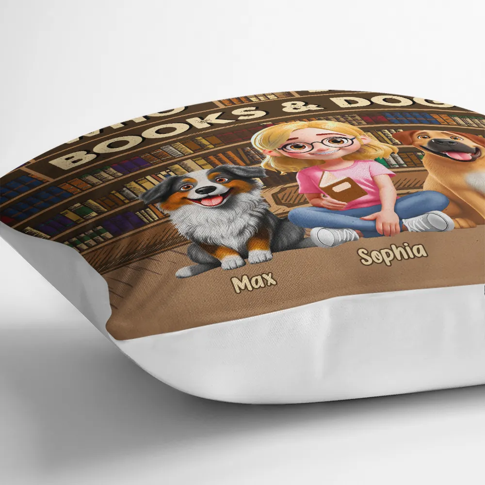 Just A Girl Who Loves Books & Dogs - Personalized Pillow - Image 3