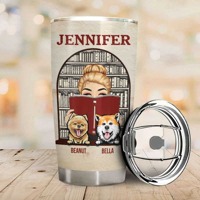 Just A Girl Who Loves Books & Dogs - Reading And Dog Lovers Gift - Personalized Custom Tumbler - Image 2