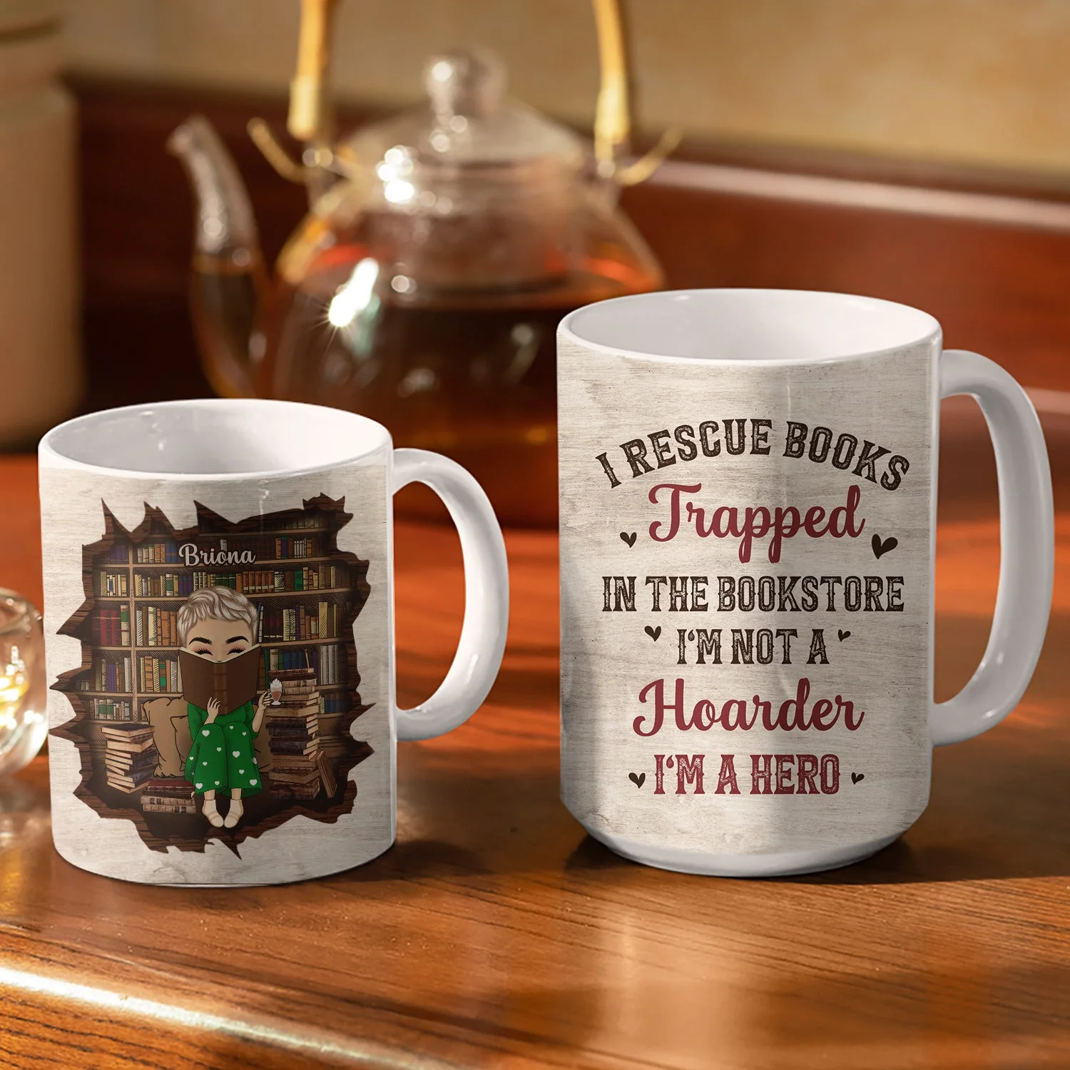 Just A Girl Who Loves Books - Gift For Book Lovers, Bookworms, Readers - Personalized White Edge-to-Edge Mug - Image 3