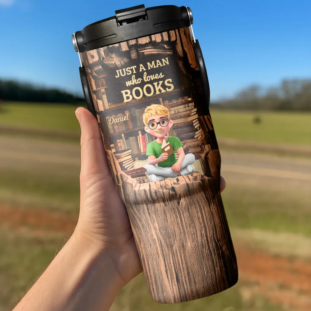 Just A Girl Who Loves Books - Personalized 30oz Tumbler With Handle - Image 3